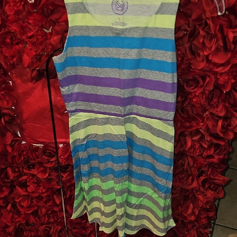 SO Girls Striped Sleeveless Dress Size 8